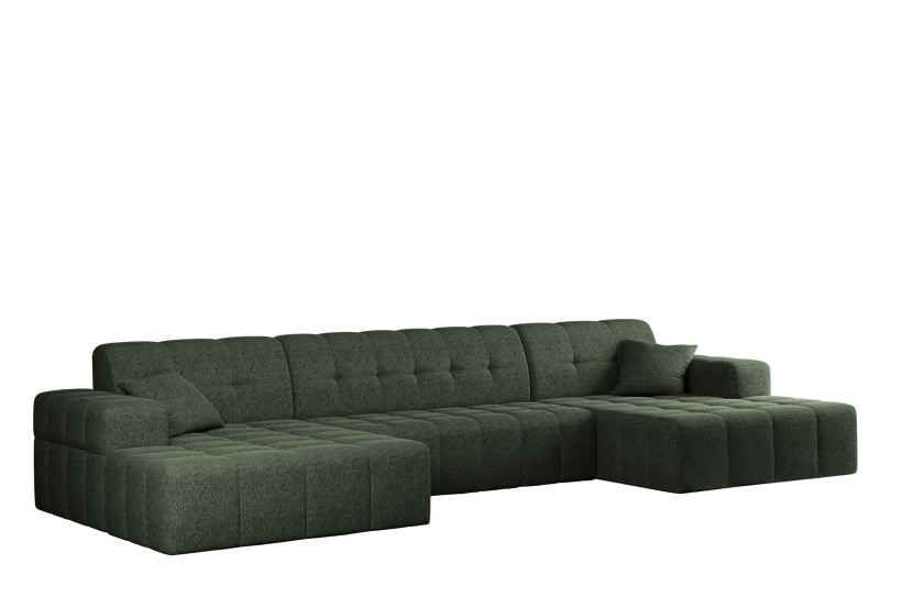 Sofa w kształcie U NIMES narożnik, tkanina Verita Ciemnozielony 662957