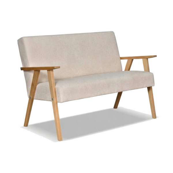 Sofa w stylu PRL retro vintage SOLER Family Meble beżowy welur Hunter 867389