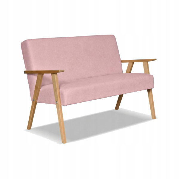 Sofa w stylu PRL retro vintage SOLER Family Meble różowy welur Hunter 867406