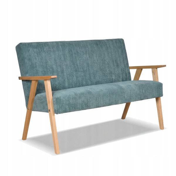 Sofa w stylu PRL retro vintage SOLER Family Meble turkusowy sztruks Anafi 867391