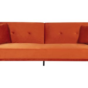 Sofa welurowa funkcja spania pomarańczowa 124071 Sofa welurowa funkcja spania pomarańczowa 124071