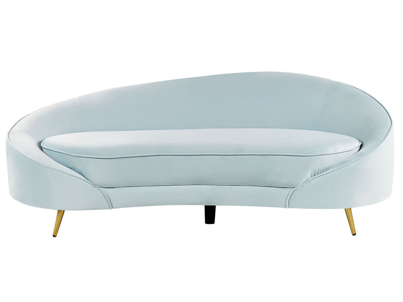 Sofa welurowa w stylu glamour niebieska błękitna 140879