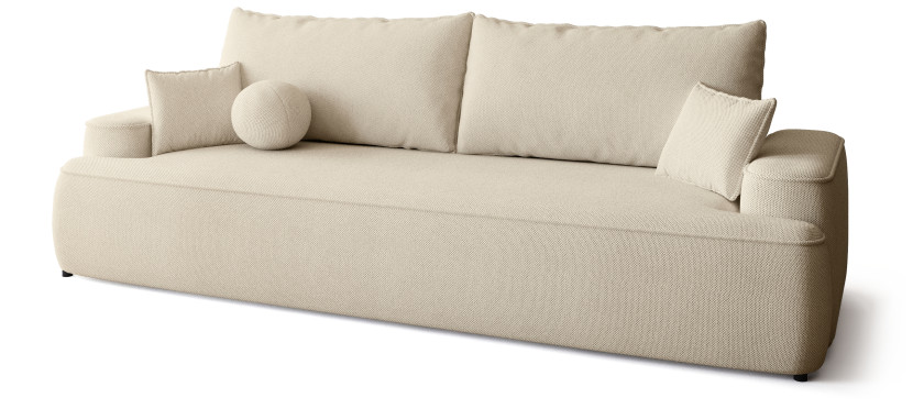 Sofa z funkcją spania i poduchami CARMELLO kremowa 701857