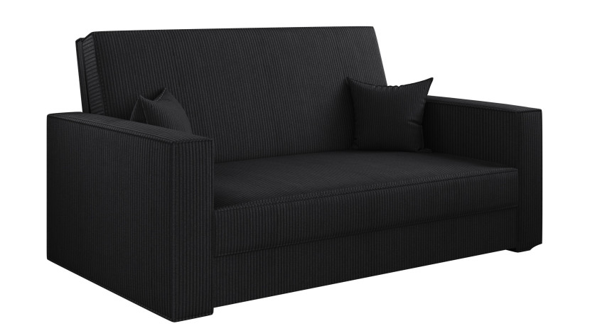 Sofa z funkcją spania i pojemnikiem AMERICA , tkanina Poso, Czarny 747803