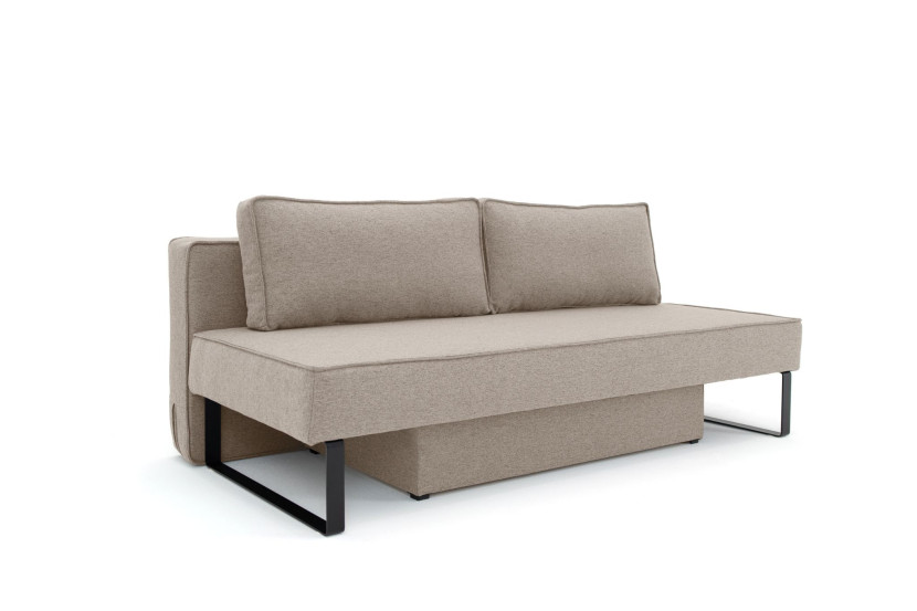Sofa z funkcją spania i pojemnikiem NOMI, tkanina Faro, Ciemnobeżowy 812953