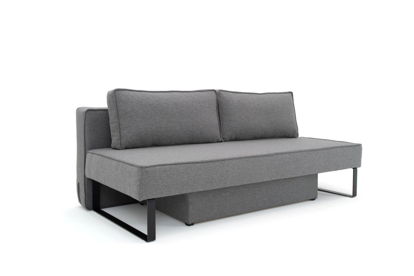 Sofa z funkcją spania i pojemnikiem NOMI, tkanina Faro, Ciemnoszary 812945
