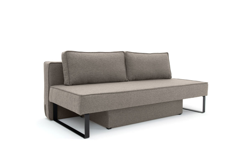 Sofa z funkcją spania i pojemnikiem NOMI, tkanina Faro, Jasnobrązowy 812965