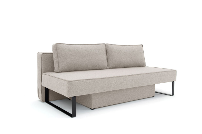 Sofa z funkcją spania i pojemnikiem NOMI, tkanina Faro, Jasnoszary 812942