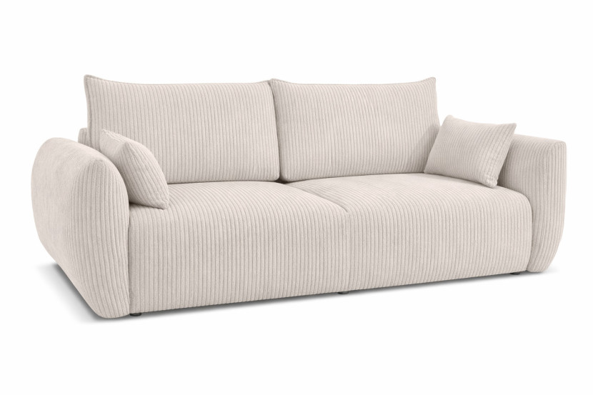 Sofa z funkcją spania i pojemnikiem, sztruks Poso, Beżowy, Zephira 917212