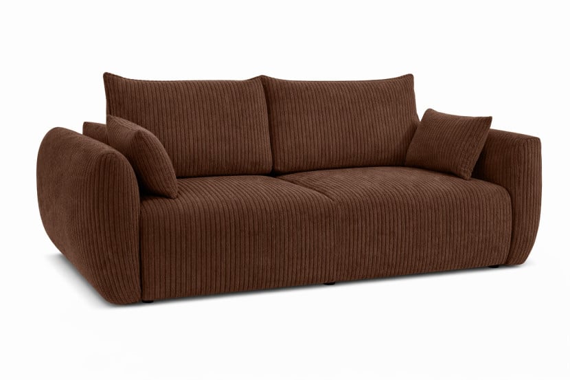 Sofa z funkcją spania i pojemnikiem, sztruks Poso, Brązowy, Zephira 917207