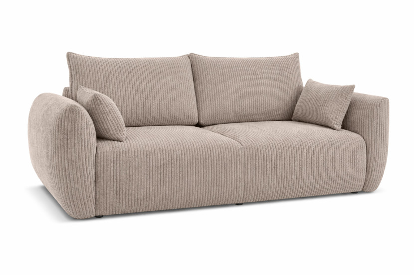 Sofa z funkcją spania i pojemnikiem, sztruks Poso, Ciemnobeżowy, Zephira 917205