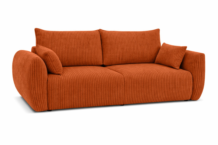 Sofa z funkcją spania i pojemnikiem, sztruks Poso, Miedziany, Zephira 917204