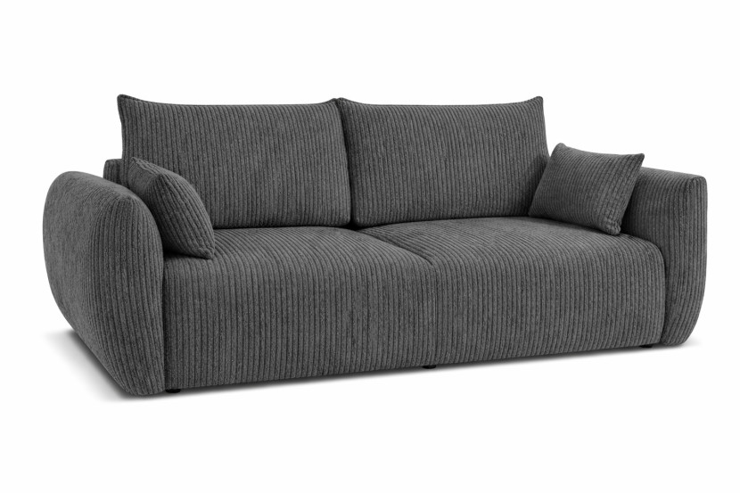 Sofa z funkcją spania i pojemnikiem, sztruks Poso, Szary, Zephira 917210