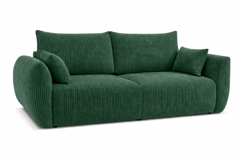 Sofa z funkcją spania i pojemnikiem, sztruks Poso, Zielony, Zephira 917211