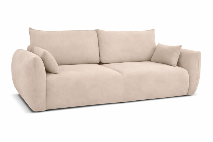 Sofa z funkcją spania i pojemnikiem, welur Salvador, Beżowy, Zephira 917216
