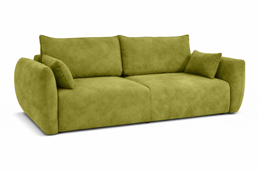 Sofa z funkcją spania i pojemnikiem, welur Salvador, Oliwkowy, Zephira 917203
