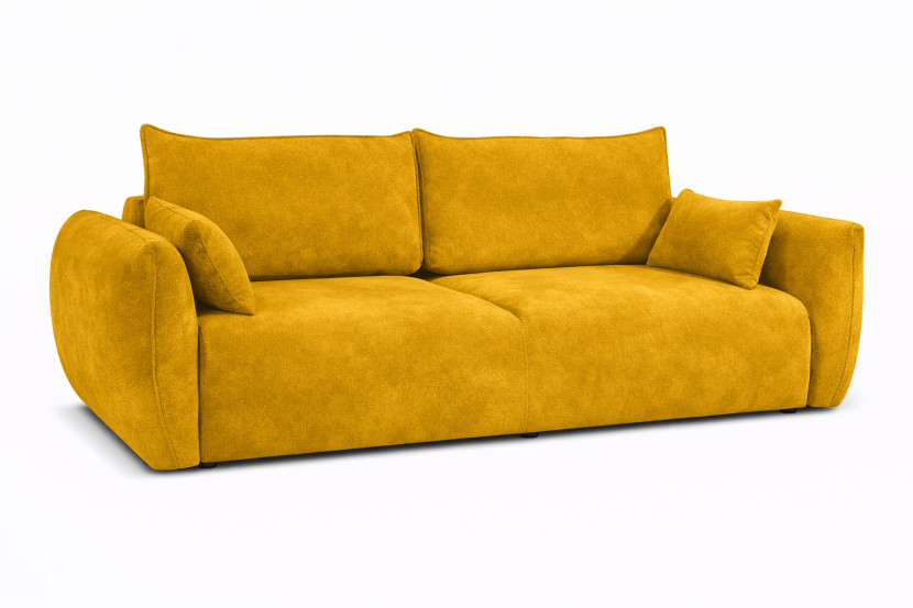 Sofa z funkcją spania i pojemnikiem, welur Salvador, Żółty, Zephira 917214