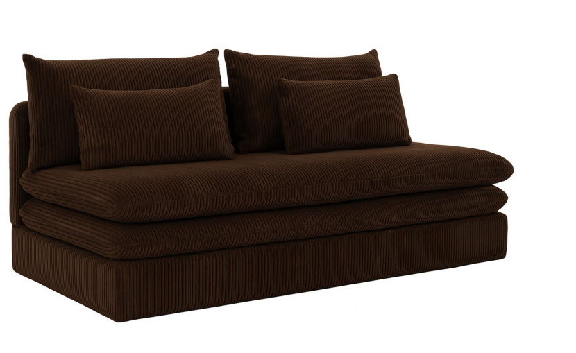 Sofa z funkcją spania i przechowywania NELIA, tkanina Poso, Brązowy 838229