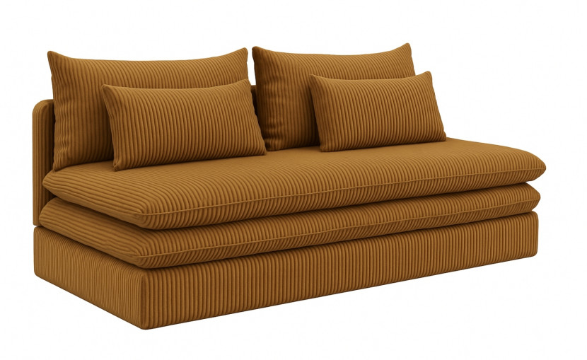 Sofa z funkcją spania i przechowywania NELIA, tkanina Poso, Musztardowy 838220