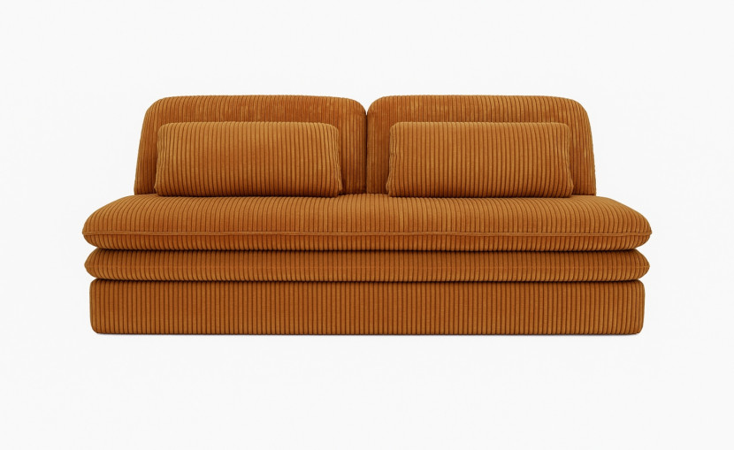 Sofa z funkcją spania i przechowywania OLIA, tkanina Poso, Musztardowy 838224