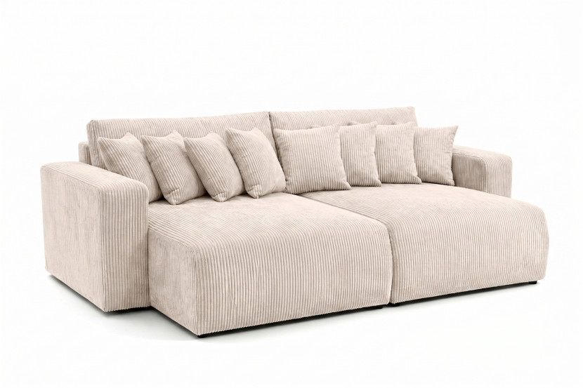 Sofa z funkcją spania, sztruks Poso, Beżowy, PIANO DOUBLE 1030578