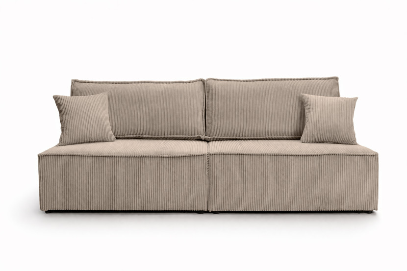 Sofa z funkcją spania, sztruks Poso, Ciemnobeżowy, BEST MINI 1030597