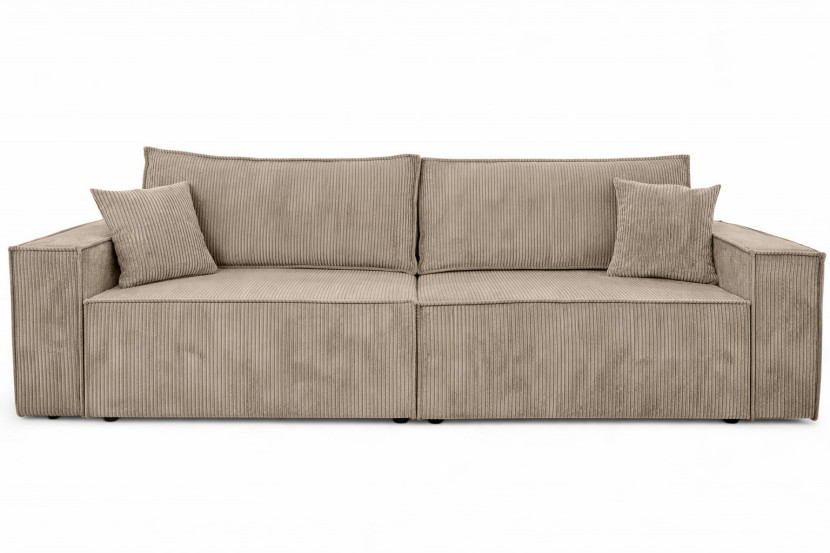 Sofa z funkcją spania, sztruks Poso, Ciemnobeżowy, BEST SCORNER 1030583