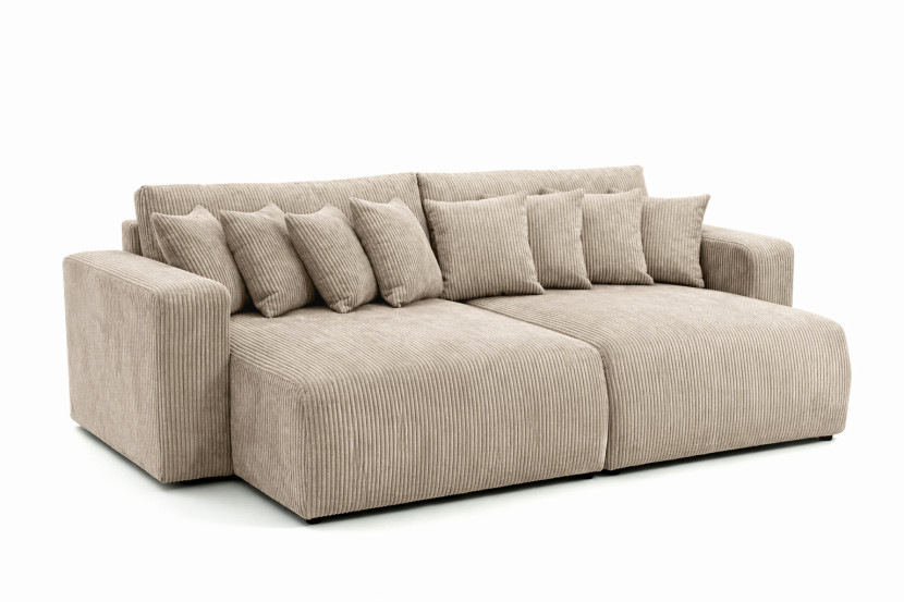 Sofa z funkcją spania, sztruks Poso, Ciemnobeżowy, PIANO DOUBLE 1030579
