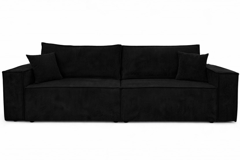 Sofa z funkcją spania, sztruks Poso, Czarny, BEST SCORNER 1030574