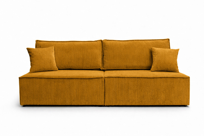 Sofa z funkcją spania, sztruks Poso, Musztardowy, BEST MINI 1030585