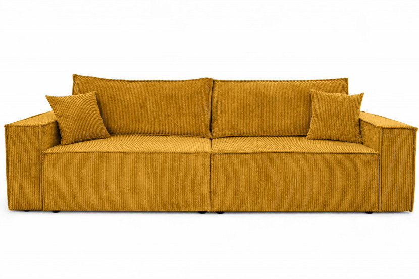 Sofa z funkcją spania, sztruks Poso, Musztardowy, BEST SCORNER 1030569