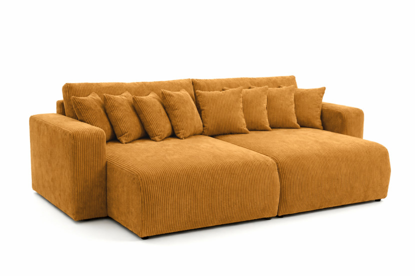 Sofa z funkcją spania, sztruks Poso, Musztardowy, PIANO DOUBLE 1030573