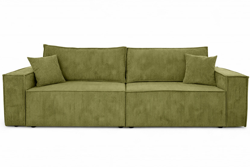 Sofa z funkcją spania, sztruks Poso, Oliwkowy, BEST SCORNER 1030599