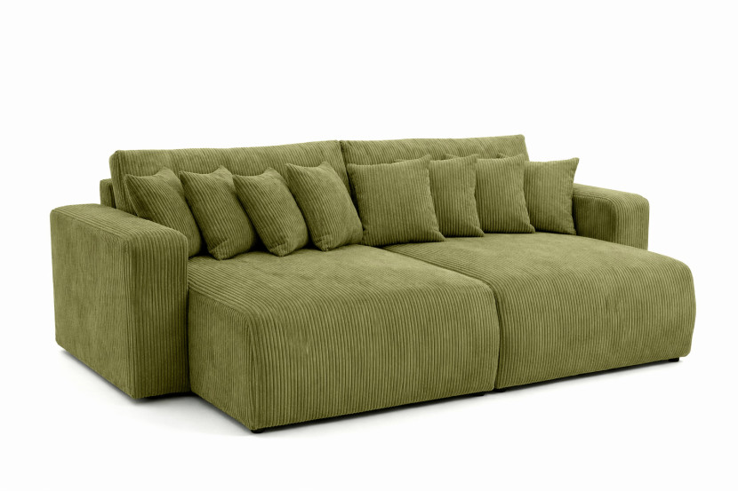 Sofa z funkcją spania, sztruks Poso, Oliwkowy, PIANO DOUBLE 1030603