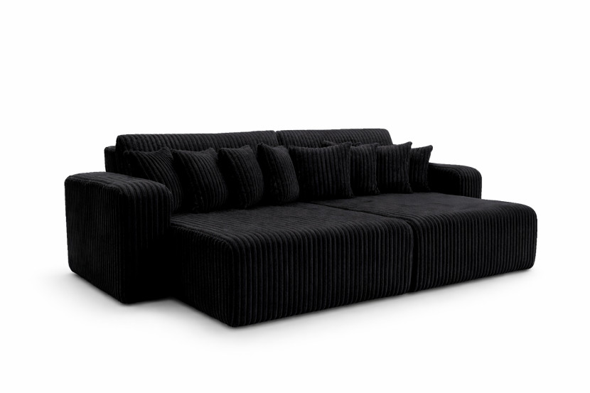 Sofa z funkcją spania, sztruks Tilia, Czarny, PIANO DOUBLE 1030589
