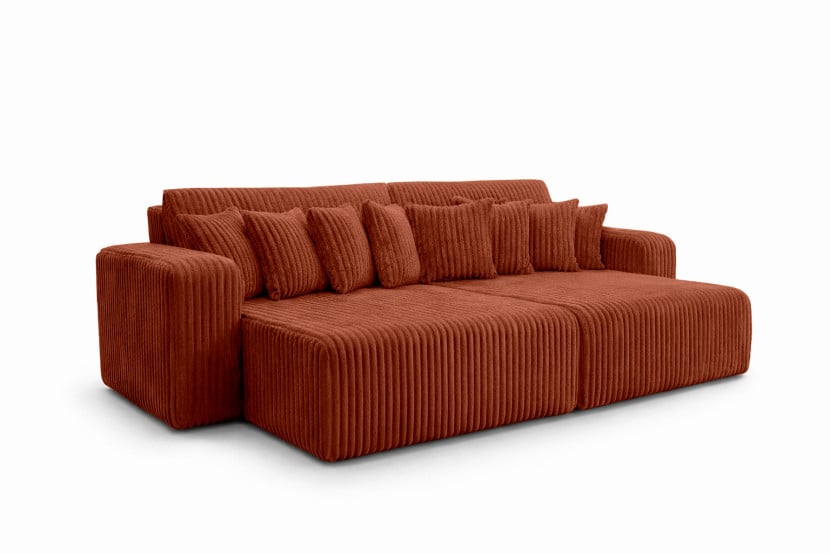 Sofa z funkcją spania, sztruks Tilia, Miedziany, PIANO DOUBLE 1030567