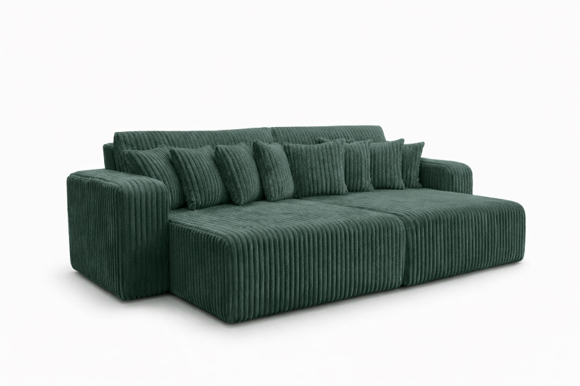 Sofa z funkcją spania, sztruks Tilia, Zielony, PIANO DOUBLE 1030602