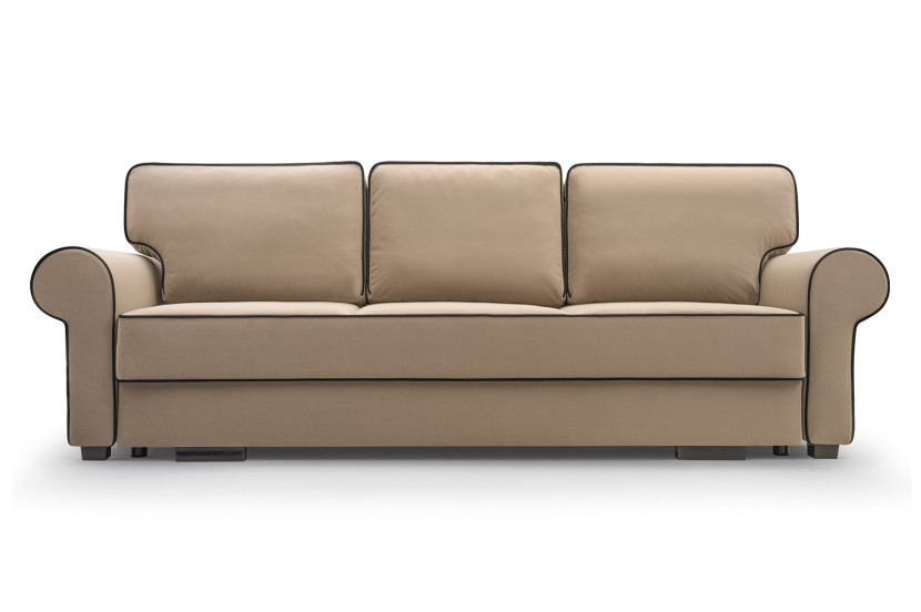 Sofa z przeszyciami TIAGO / MATT VELVET09+99 beżowy+czarny 357691