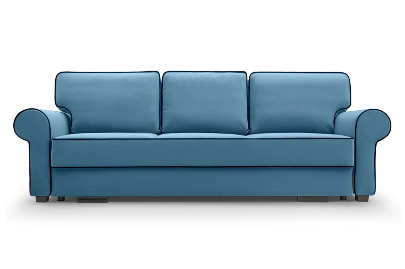 Sofa z przeszyciami TIAGO MATT VELVET72+99 niebieski+czarny 357693