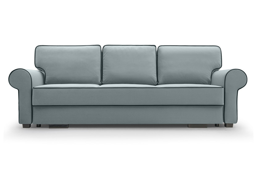 Sofa z przeszyciami TIAGO / MATT VELVET85+99 szary+czarny 357690