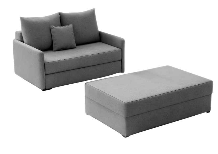 Sofa z pufą arkadia rozkładana szara z funkcją spania 807109