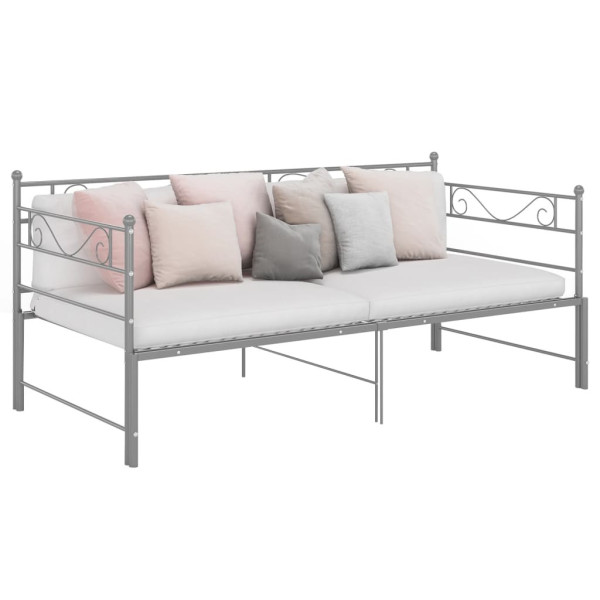 Sofa z wysuwaną ramą łóżka, szara, metalowa, 90x200 cm 432798