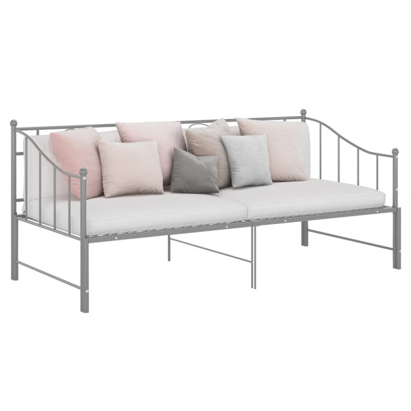 Sofa z wysuwaną ramą łóżka, szara, metalowa, 90x200 cm 432910