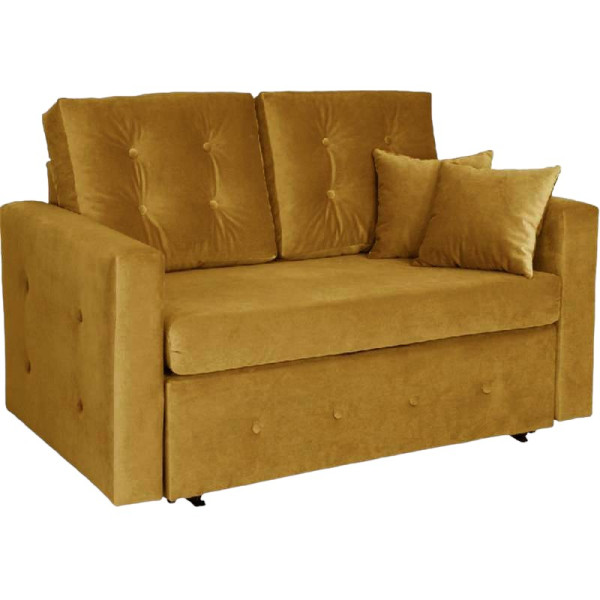 SOFIA musztardowa sofa dwuosobowa rozkładana 223979