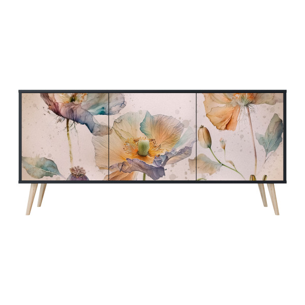 SOFTEN POPPY Komoda 3 drzwi Czarna-Bukowa skośna 441949