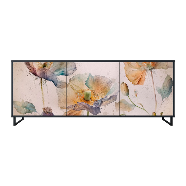 SOFTEN POPPY Komoda 3 drzwi Czarna-Metalowa ramka czarna 442225