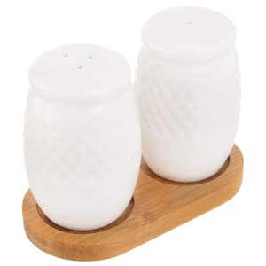Solniczka i pieprzniczka ze stojakiem porcelanowa WHITELINE 185408 Solniczka i pieprzniczka ze stojakiem porcelanowa WHITELINE 185408