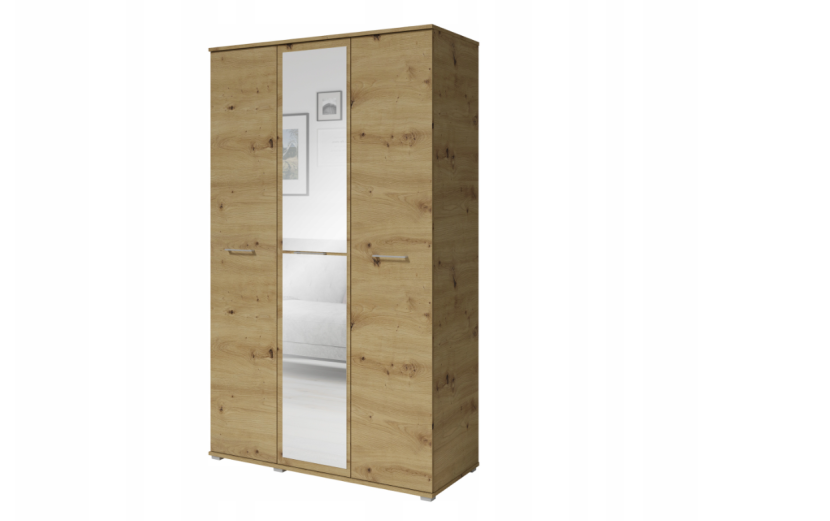 Sonoma Szafa Garderoba z lustrem do Przedpokoju 3 drzwi z półkami 120cm 812507