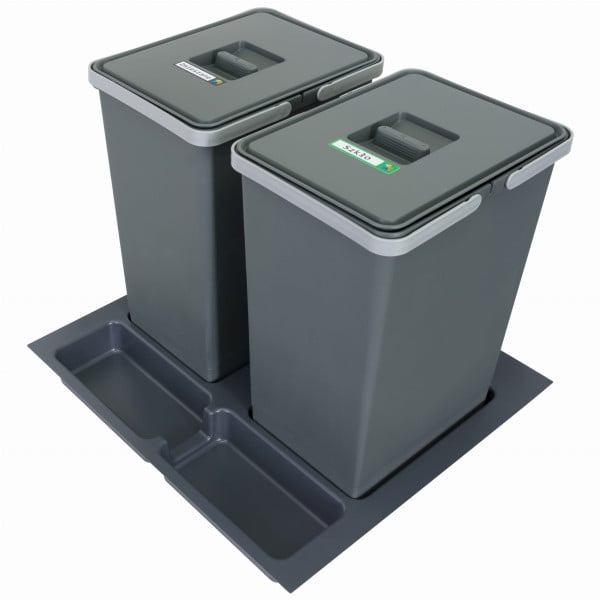 Sortownik śmieci 2 kosze 2x24l do szafki 60 cm 48l 662983