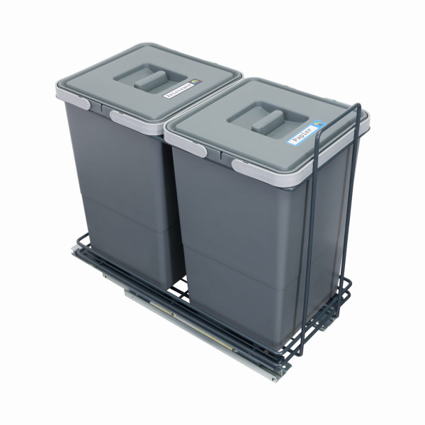 Sortownik śmieci EcoCube ANTRACYT do szafki od 30 cm Cichy domyk 2x12 l 687345